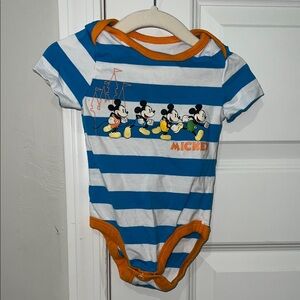 Disney Parks Mickey Mouse Blue and Orange Striped Kids One Piece